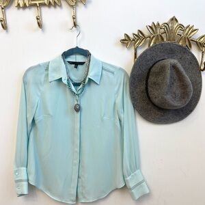 SEA GLASS blue blouse with studs detailing Xs